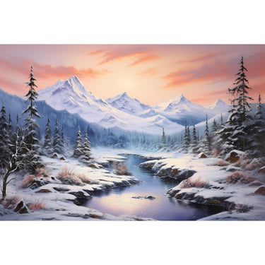 peinture montagne hiver